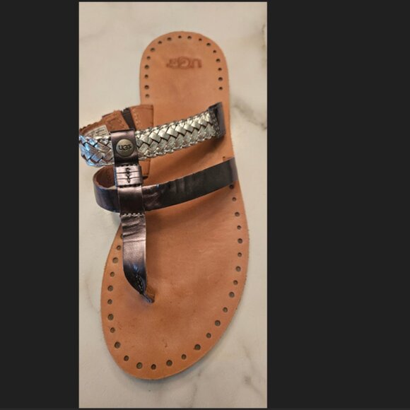 UGG metallic black/silver flat sandals size 8 - Picture 5 of 5